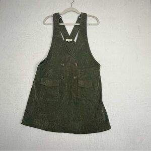 Umgee USA Olive Green Corduroy Overall Dress Women’s XL – Pocket Detail